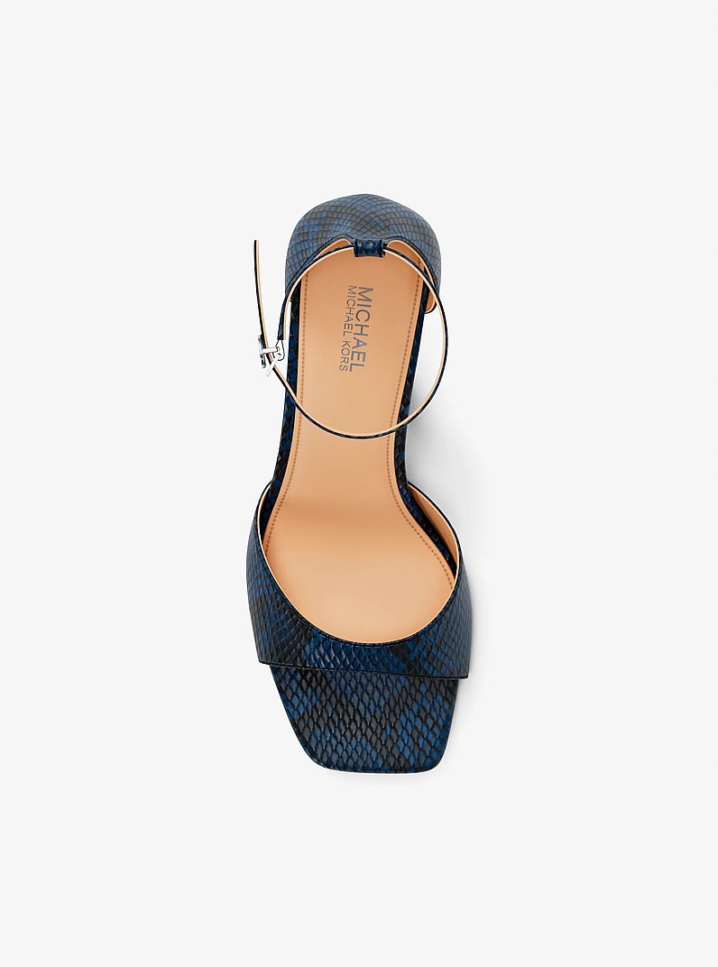 Amali Snake Embossed Sandal in NAVY | Michael Kors