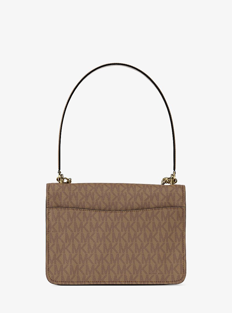 Claire Small Signature Logo Crossbody Bag in HUSK | Michael Kors