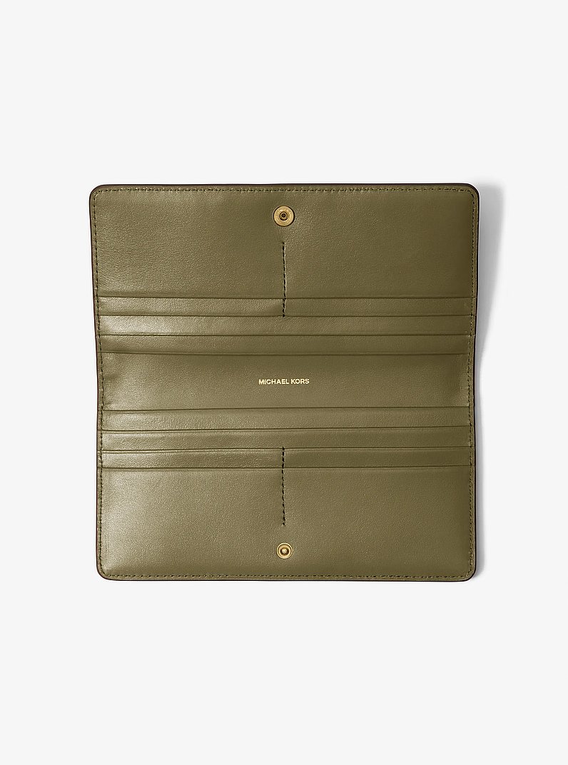 Bryant Large Pebbled Leather Snap-Front Wallet in SAFARI GREEN | Michael Kors