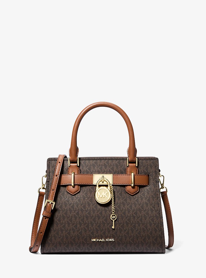 Hamilton Small Logo Satchel in BROWN | Michael Kors