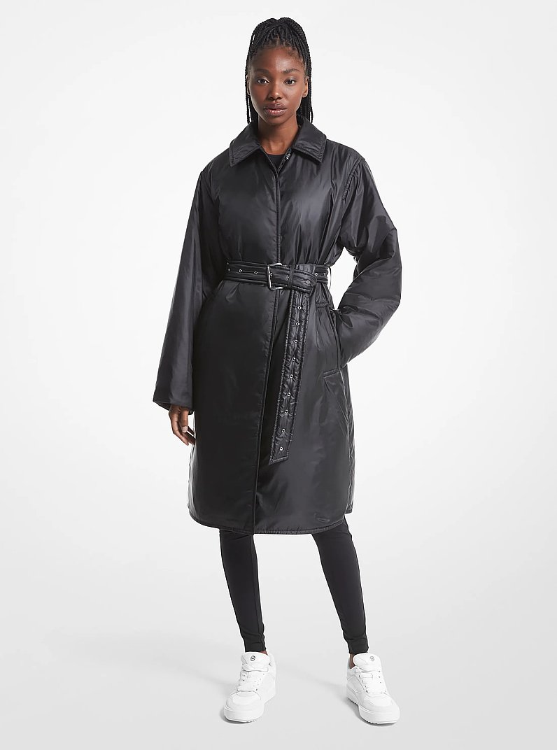 Satin Cir&eacute; Trench Coat
