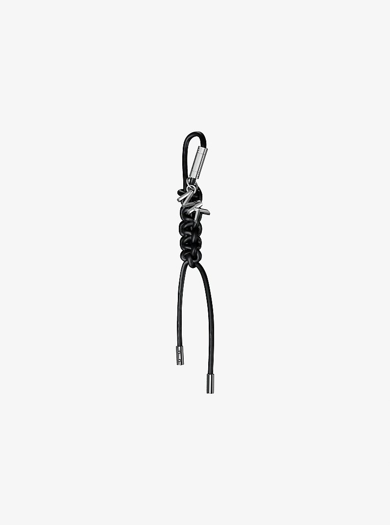 Silver-Tone and Braided Cord Bag Charm in BLACK | Michael Kors