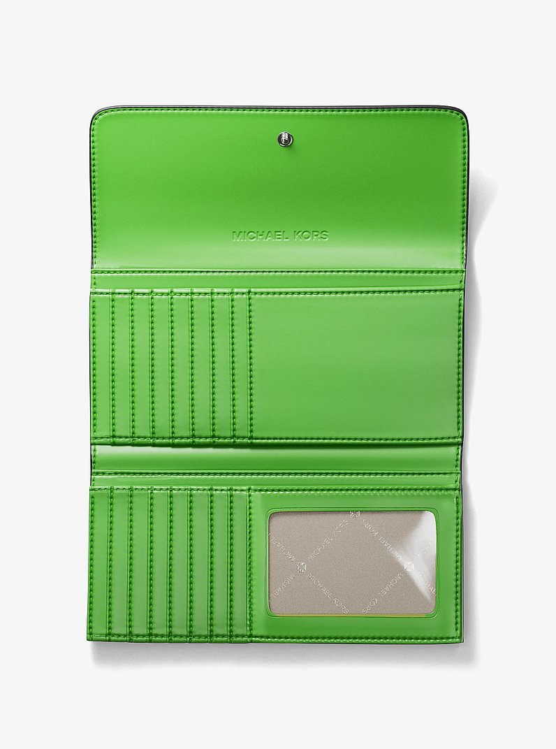 Grand portefeuille &agrave; trois volets Jet Set &agrave; logo Signature in JUNGLE | Michael Kors