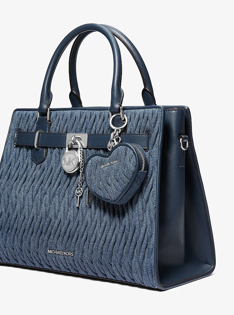 Porte-monnaie Jet Set Travel en denim matelass&eacute; en forme de c&oelig;ur in DENIM | Michael Kors