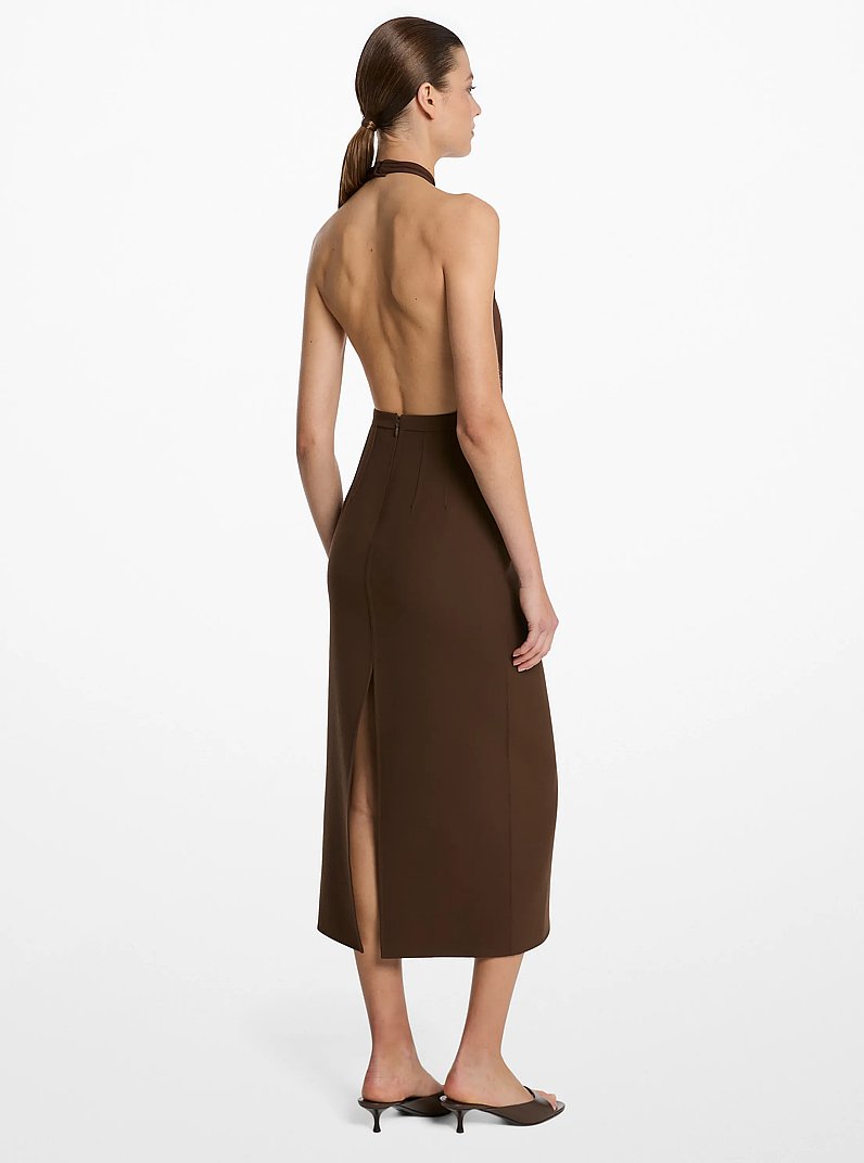 Wool Crepe Pencil Skirt in JAVA | Michael Kors