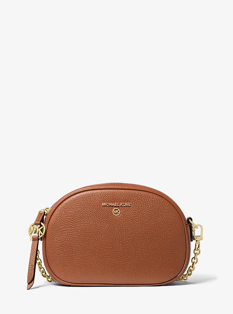 Jet Set Small Pebbled Leather Convertible Camera Bag in LUGGAGE | Michael Kors