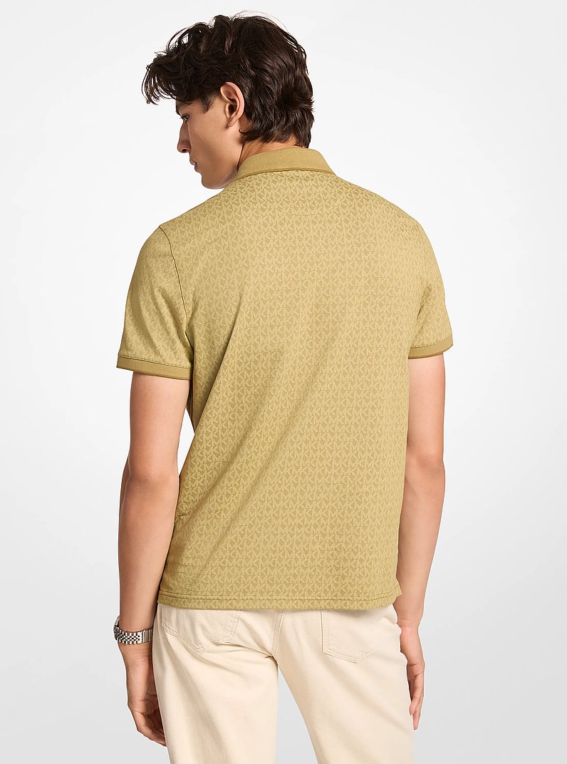 Greenwich Signature Logo Print Cotton Polo Shirt in OREGANO | Michael Kors