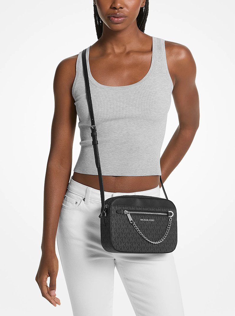 Jet Set Large Logo Crossbody Bag in BLACK | Michael Kors