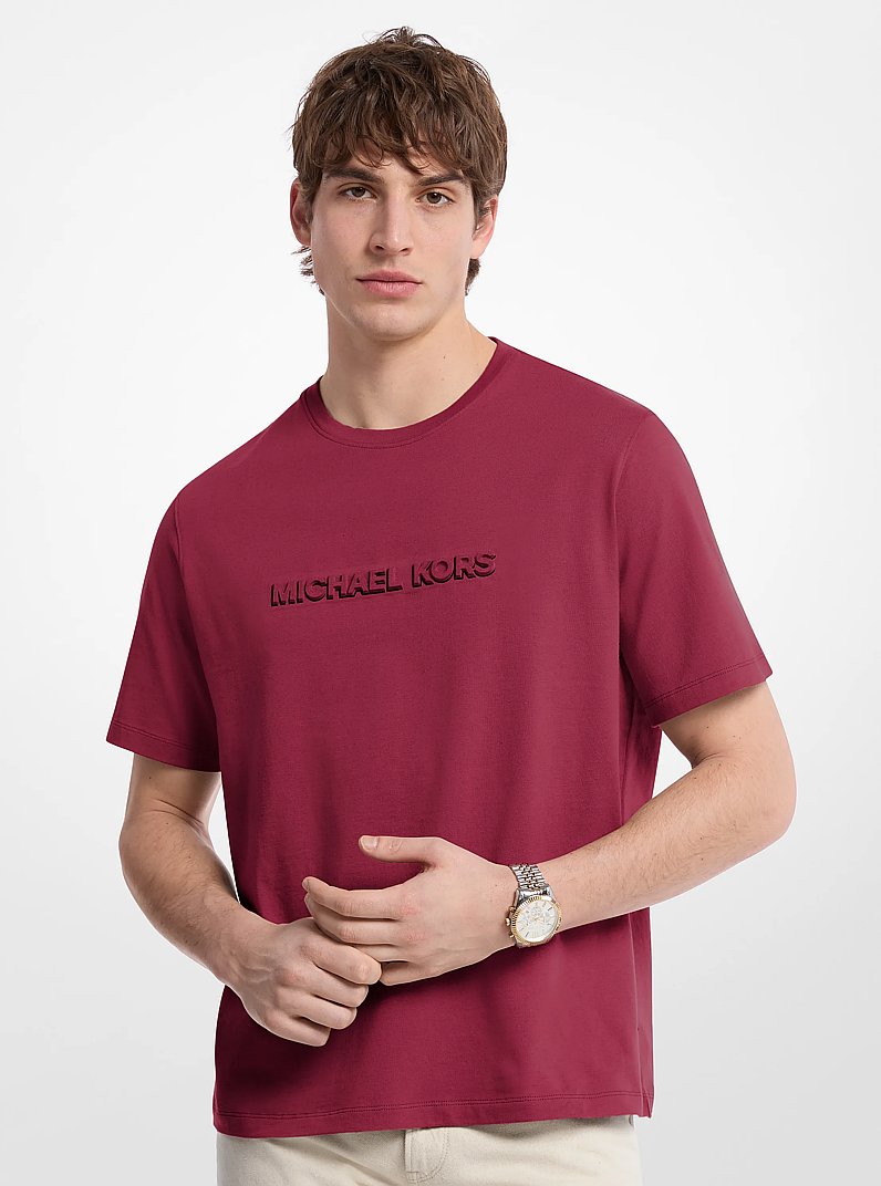 T-Shirt aus Baumwoll-Jersey mit Logopr&auml;gung in DUNKLE MAULBEERE | Michael Kors