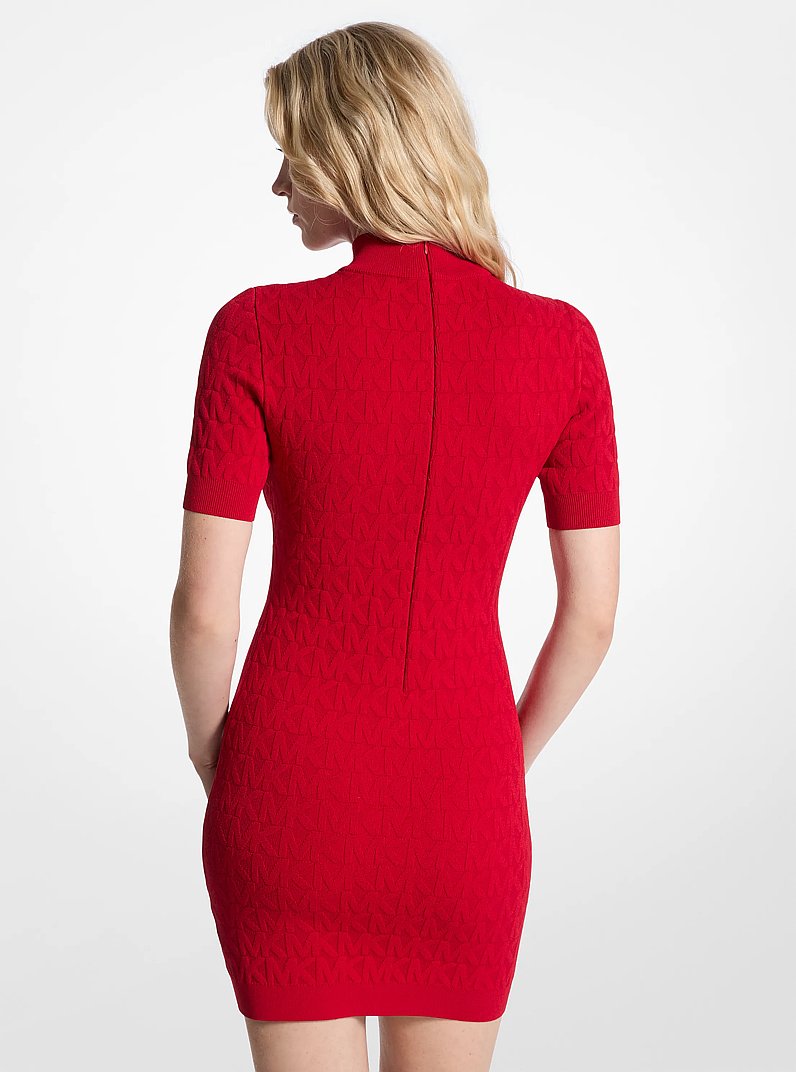 Robe &agrave; col montant en tricot jacquard &agrave; logo in CRAMOISI | Michael Kors