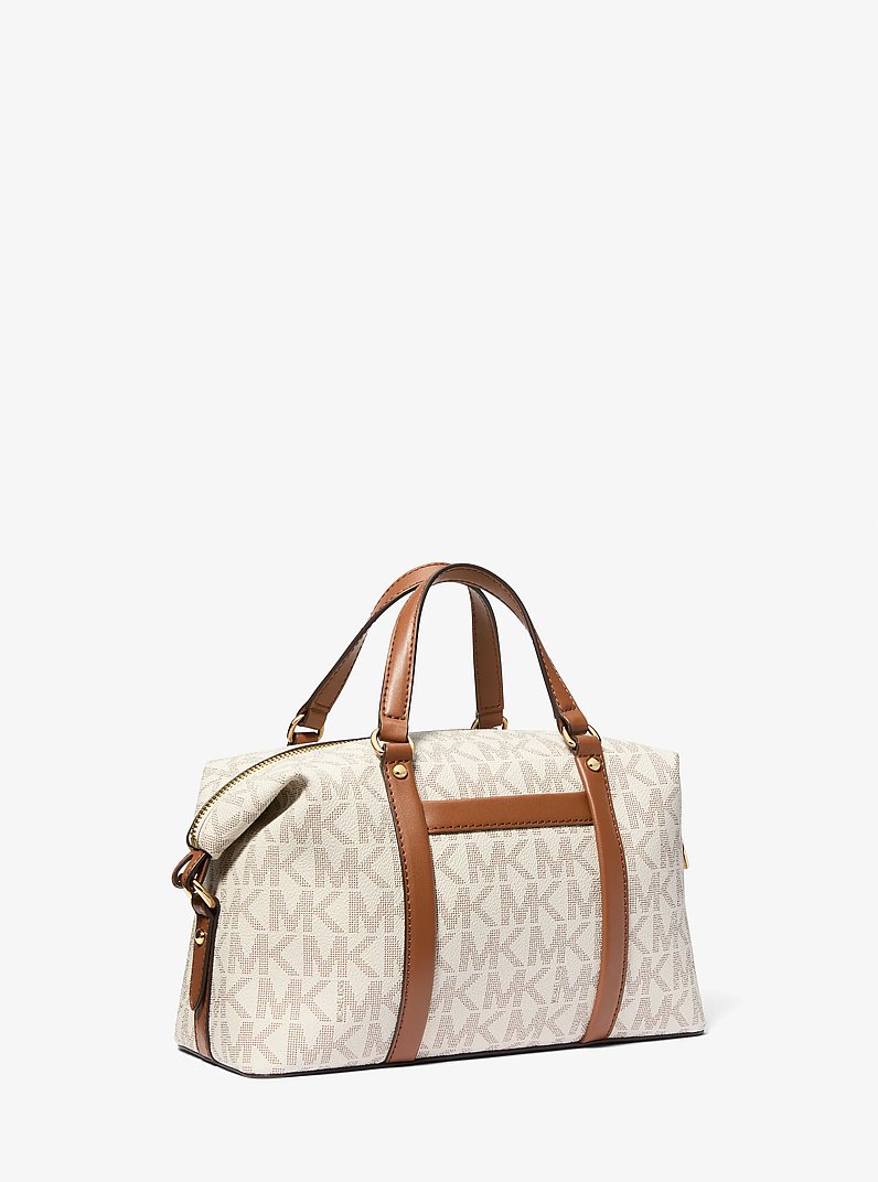 Beck Small Signature Logo Satchel in VANILLA/LUGGAGE | Michael Kors