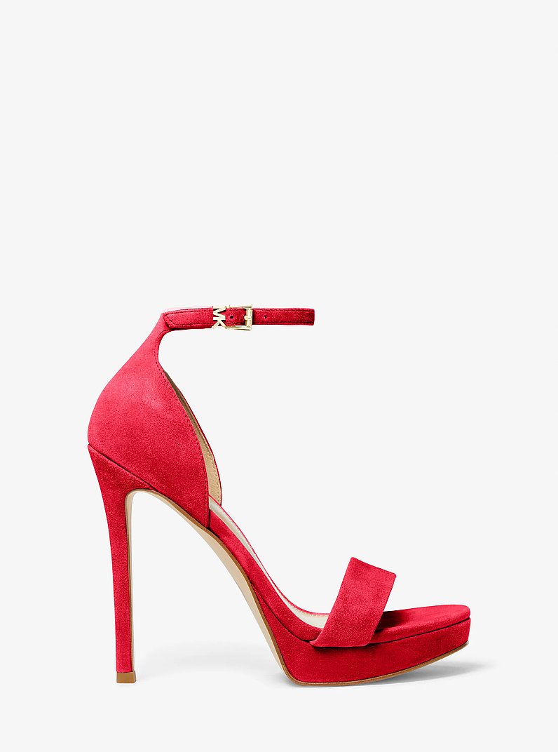 Jordyn Suede Platform Sandal in CRIMSON | Michael Kors