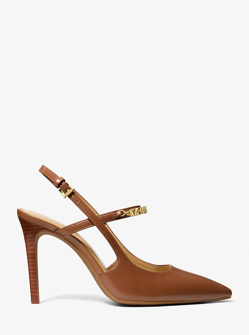 Dina Flex Leather Slingback Pump in LUGGAGE | Michael Kors