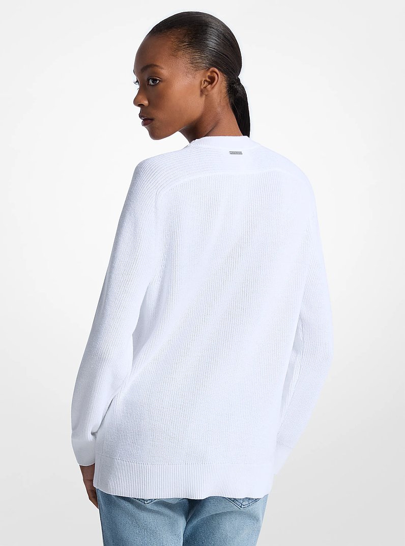 Chandail en m&eacute;lange de coton &agrave; logo tress&eacute; in BLANC | Michael Kors