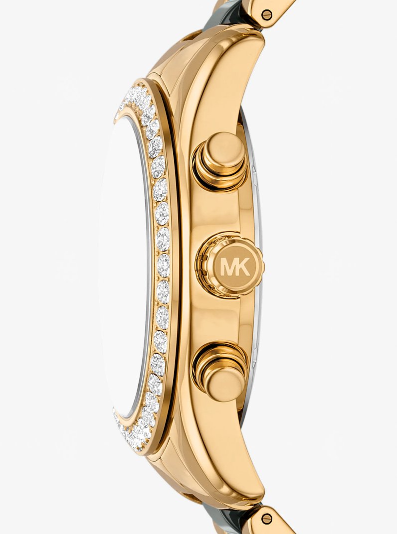 Lexington Pav&eacute; Gold-Tone and Ceramic Watch in GOLD/GREEN | Michael Kors
