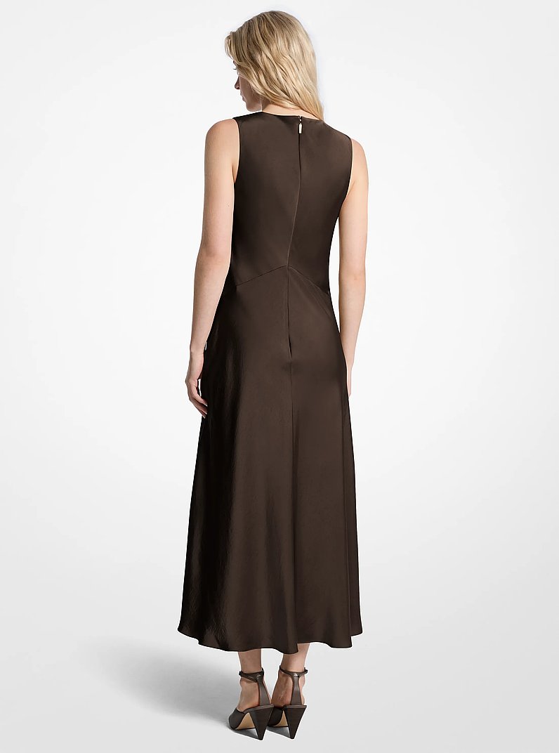 Robe mi-longue en satin in CHOCOLAT | Michael Kors