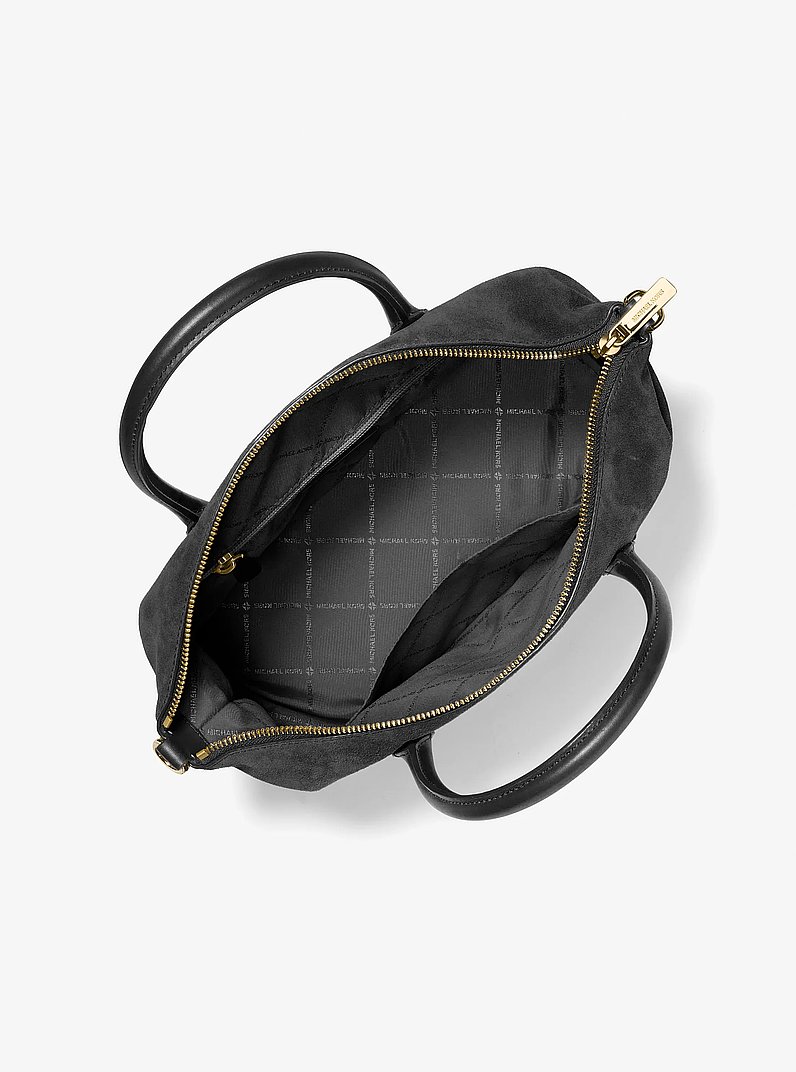 Borsa a mano Hyde media in pelle scamosciata in NERO | Michael Kors
