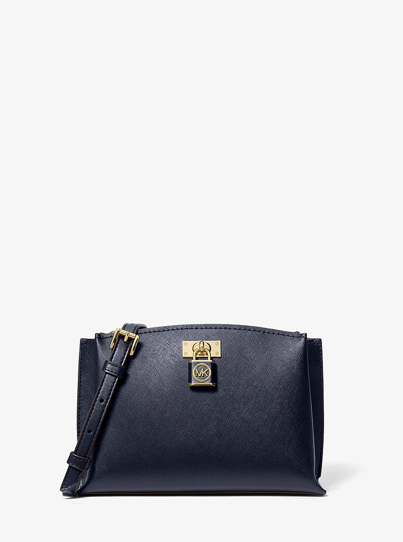 Ruby Medium Saffiano Leather Messenger Bag in NAVY | Michael Kors