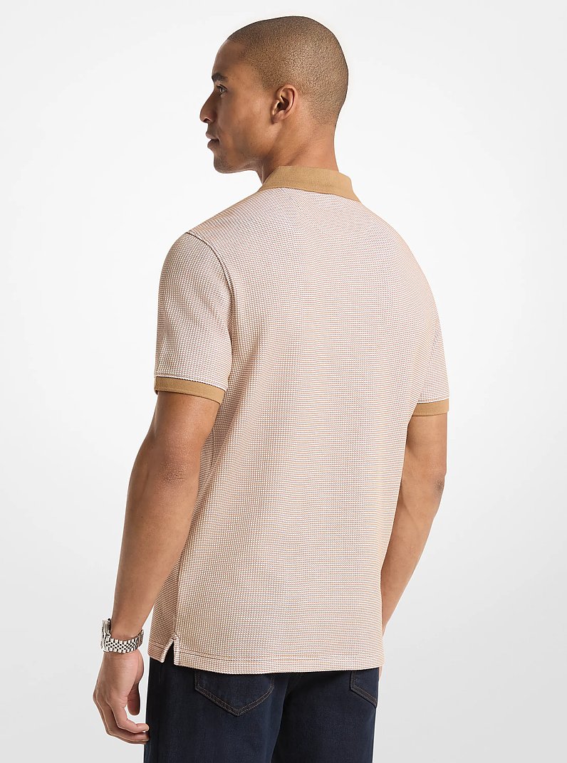 Waffle Stretch Cotton Polo Shirt in DARK CAMEL | Michael Kors