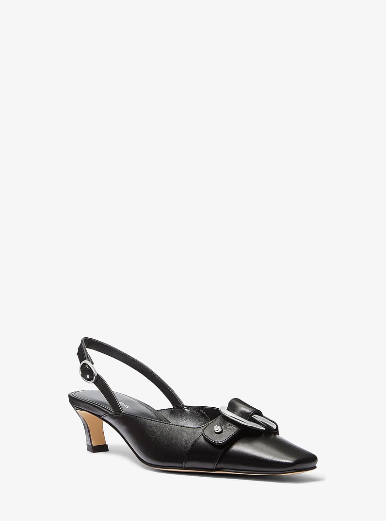 Jaden Leather Slingback Pump in BLACK | Michael Kors
