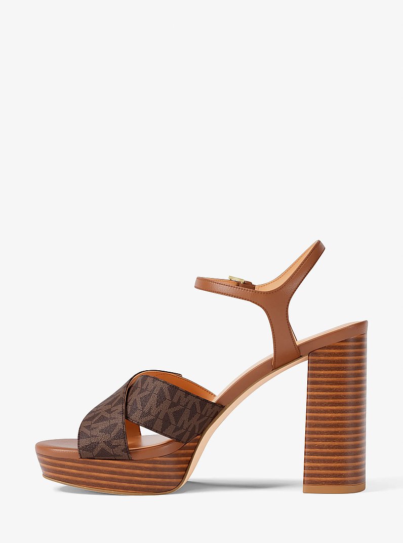 Hannah Signature Logo Platform Sandal in MARR&Oacute;N | Michael Kors