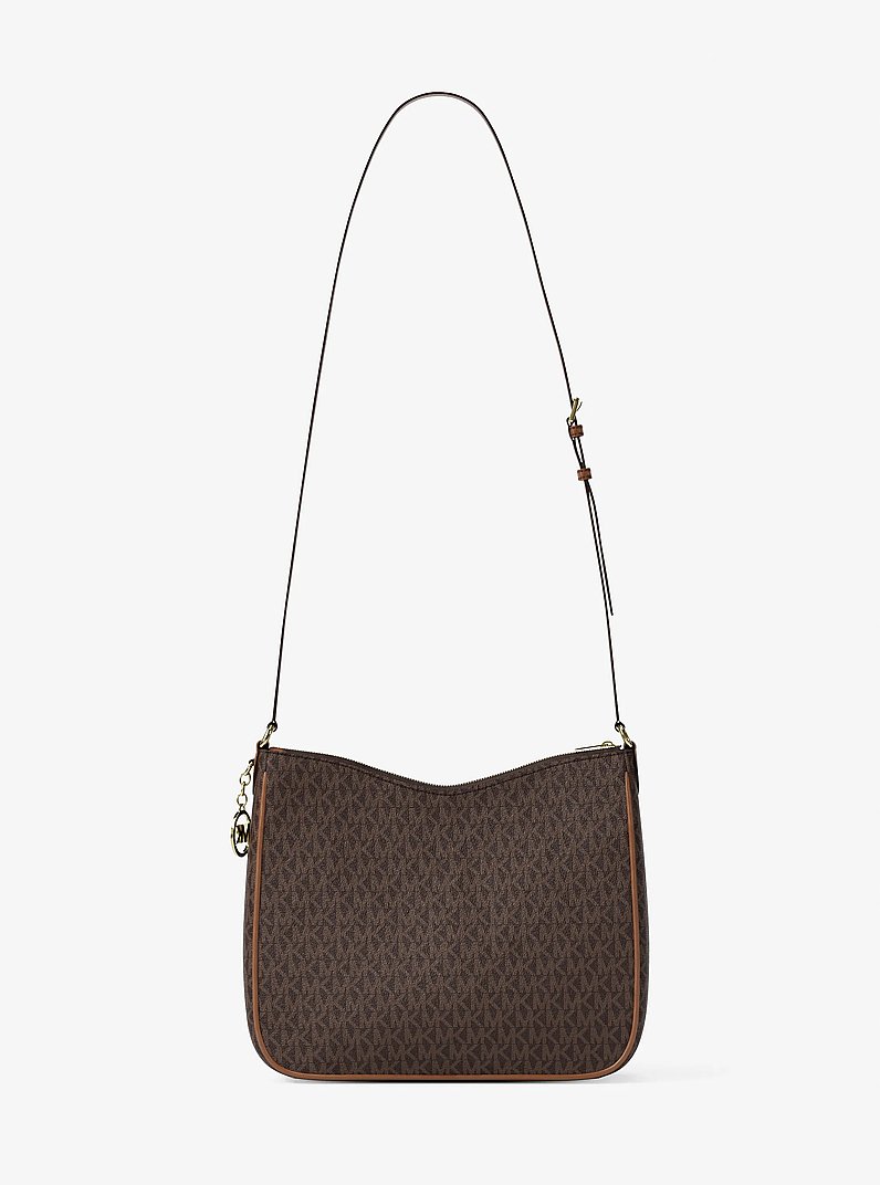 Nayla Medium Signature Logo Messenger Bag in BROWN | Michael Kors