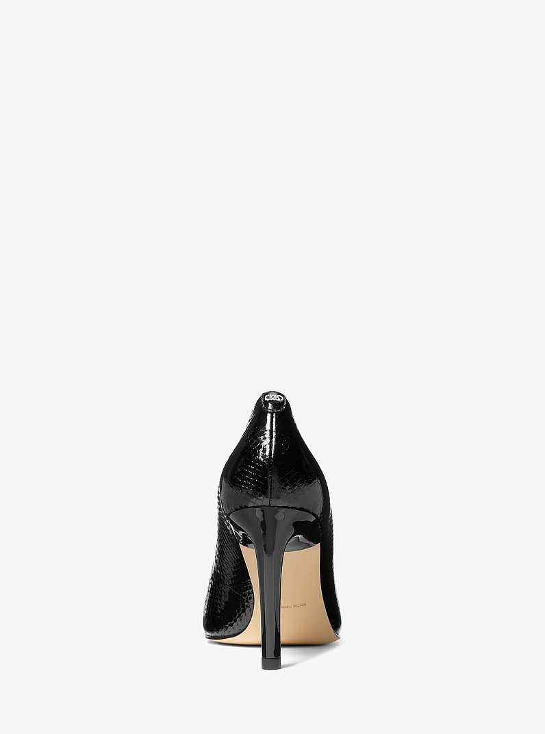 Kasia Snake Embossed Leather Pump in BLACK | Michael Kors