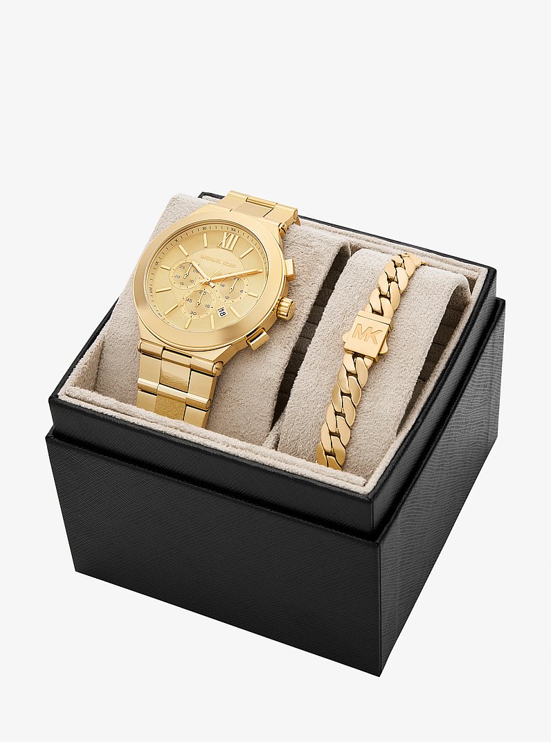 Set de regalo de reloj Billie extragrande en tono dorado y pulsera in DORADO | Michael Kors