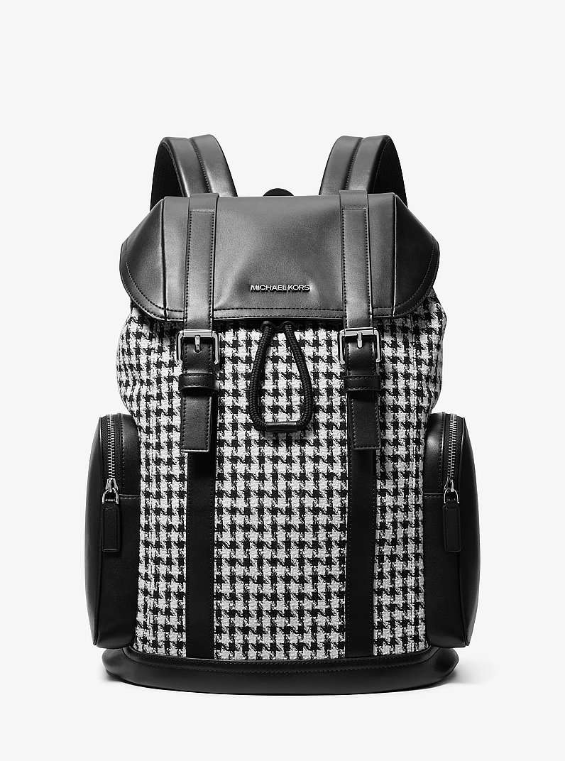 Cooper Houndstooth City Backpack in BLACK | Michael Kors
