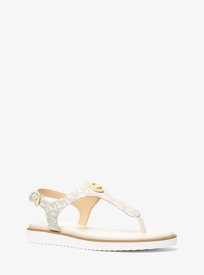 Val Signature Logo Thong Sandal in VANILLA | Michael Kors