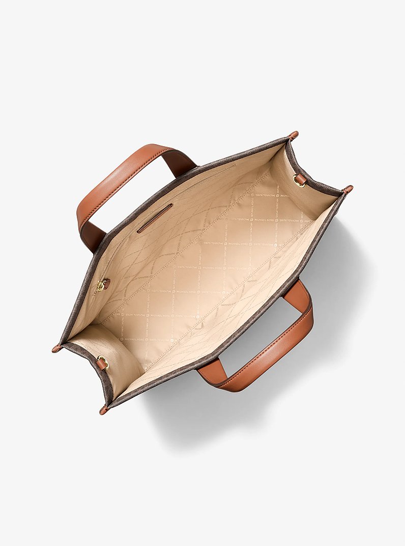 Gigi Large Signature Logo Tote Bag in BROWN/LUGGAGE | Michael Kors