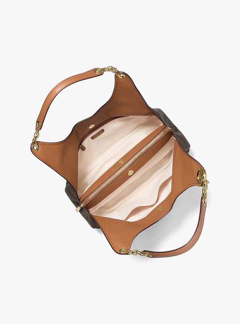 Ellie Large Signature Logo Shoulder Bag in BRN/ACORN | Michael Kors