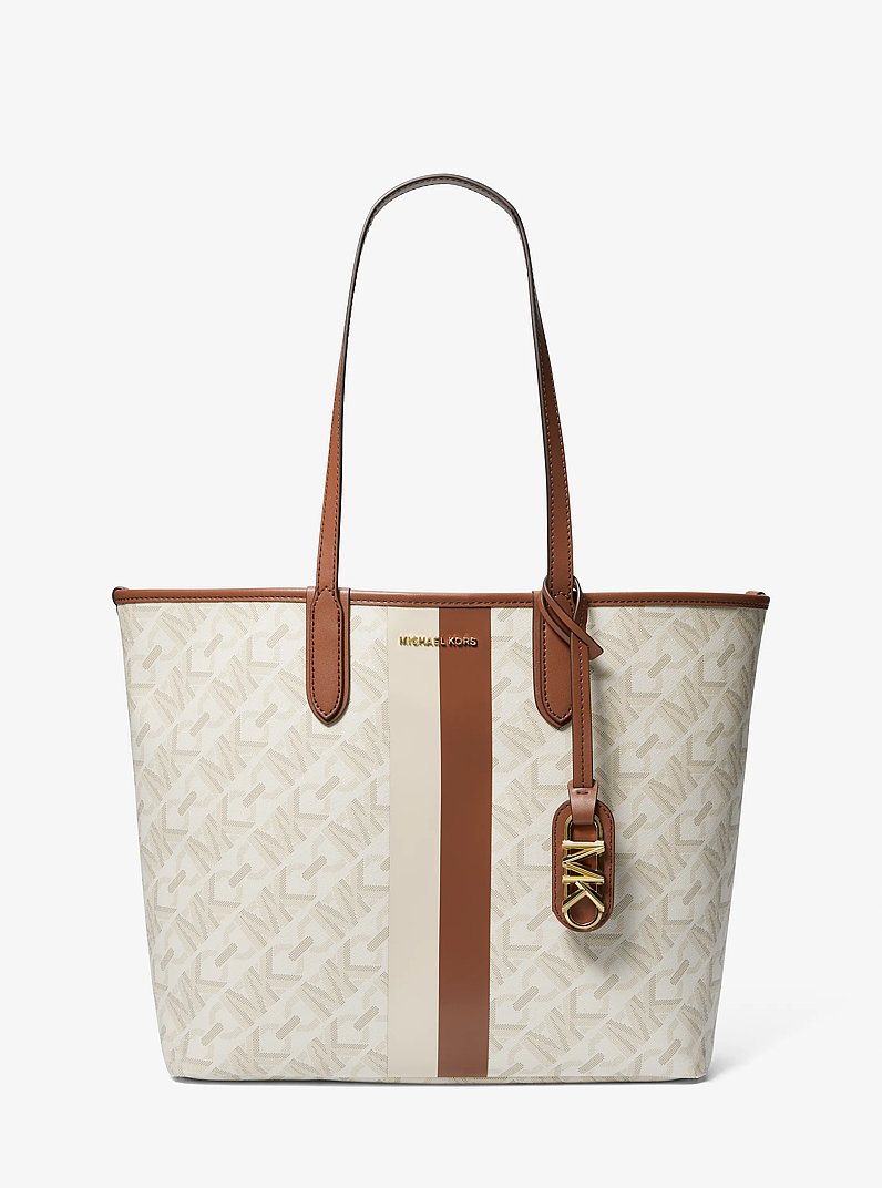 Eliza Large Empire Signature Logo Tote Bag in VAINILLA/LUGGAGE | Michael Kors