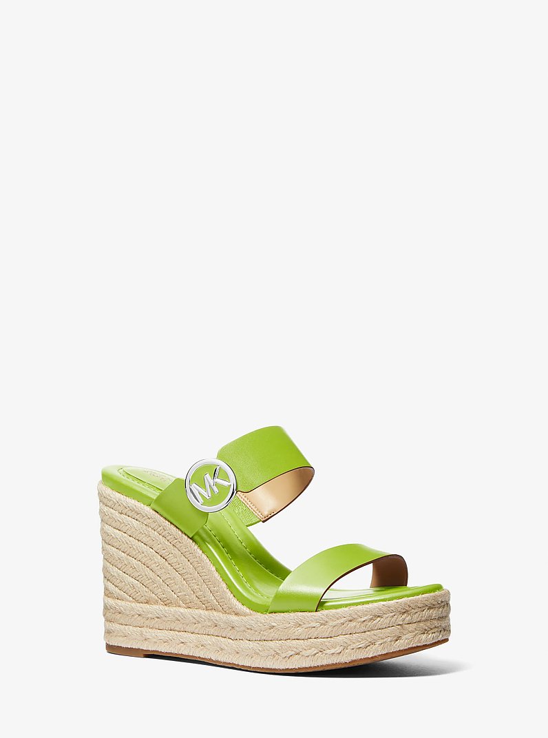 Lucinda Leather Wedge Sandal in PEAR | Michael Kors