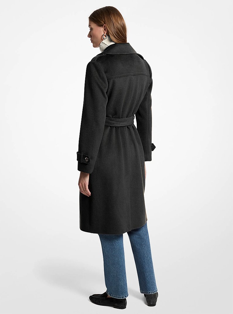 Manteau ceintur&eacute; en m&eacute;lange de laine in NOIR | Michael Kors