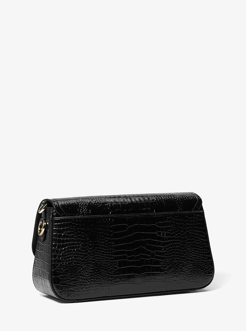 Parker Medium Crocodile Embossed Leather Shoulder Bag in BLACK | Michael Kors