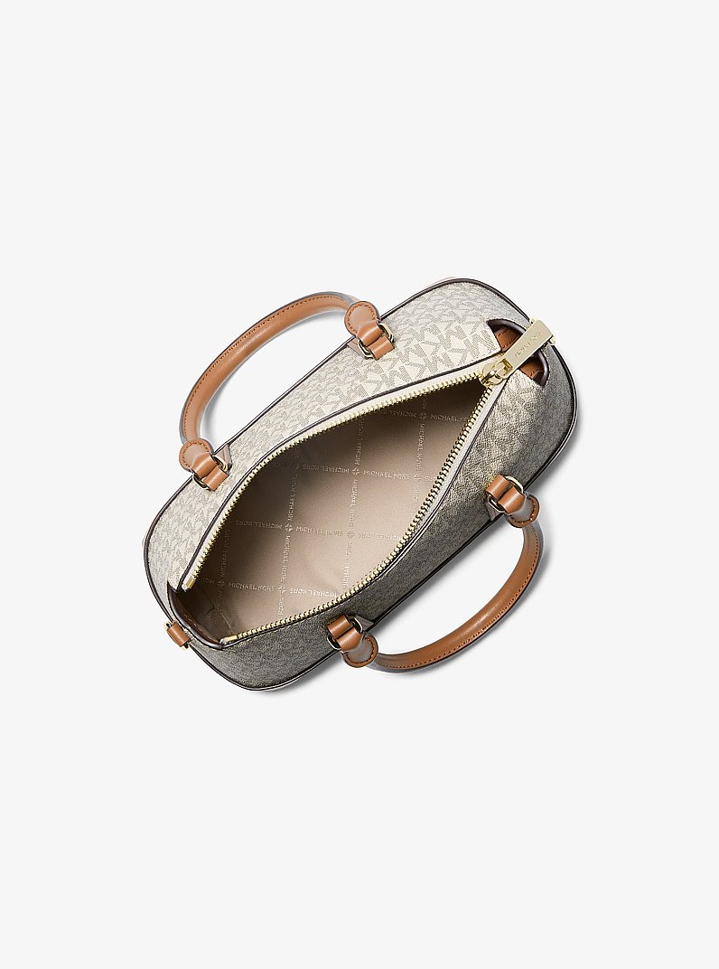 Andie Small Signature Logo Satchel in VANILLA/ACORN | Michael Kors