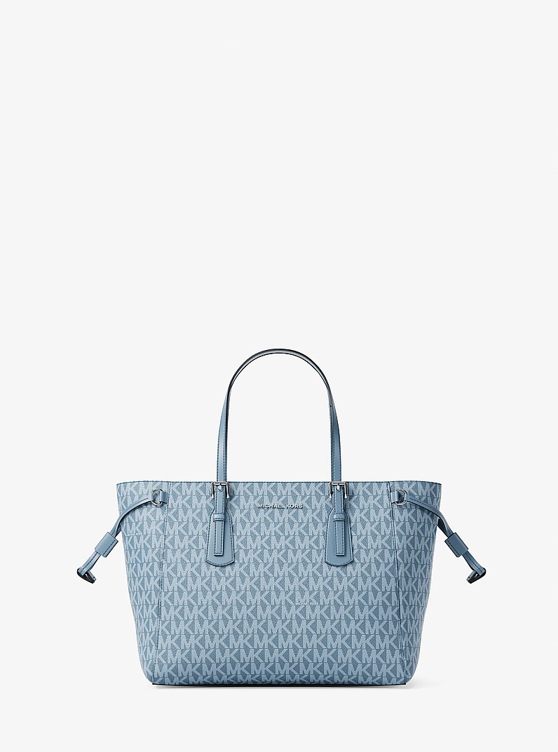 Voyager Extra-Small Signature Logo Tote Bag in DENIM | Michael Kors