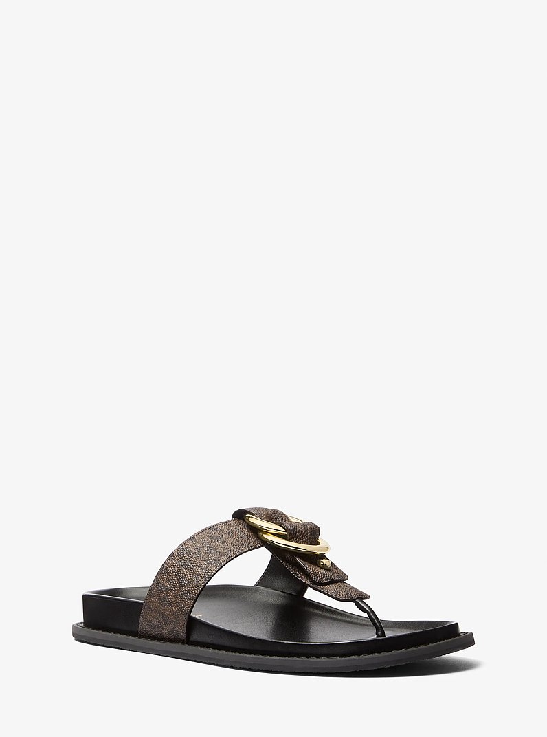 Sandale de plage Jaden &agrave; logo Signature in NOIR/BRUN | Michael Kors