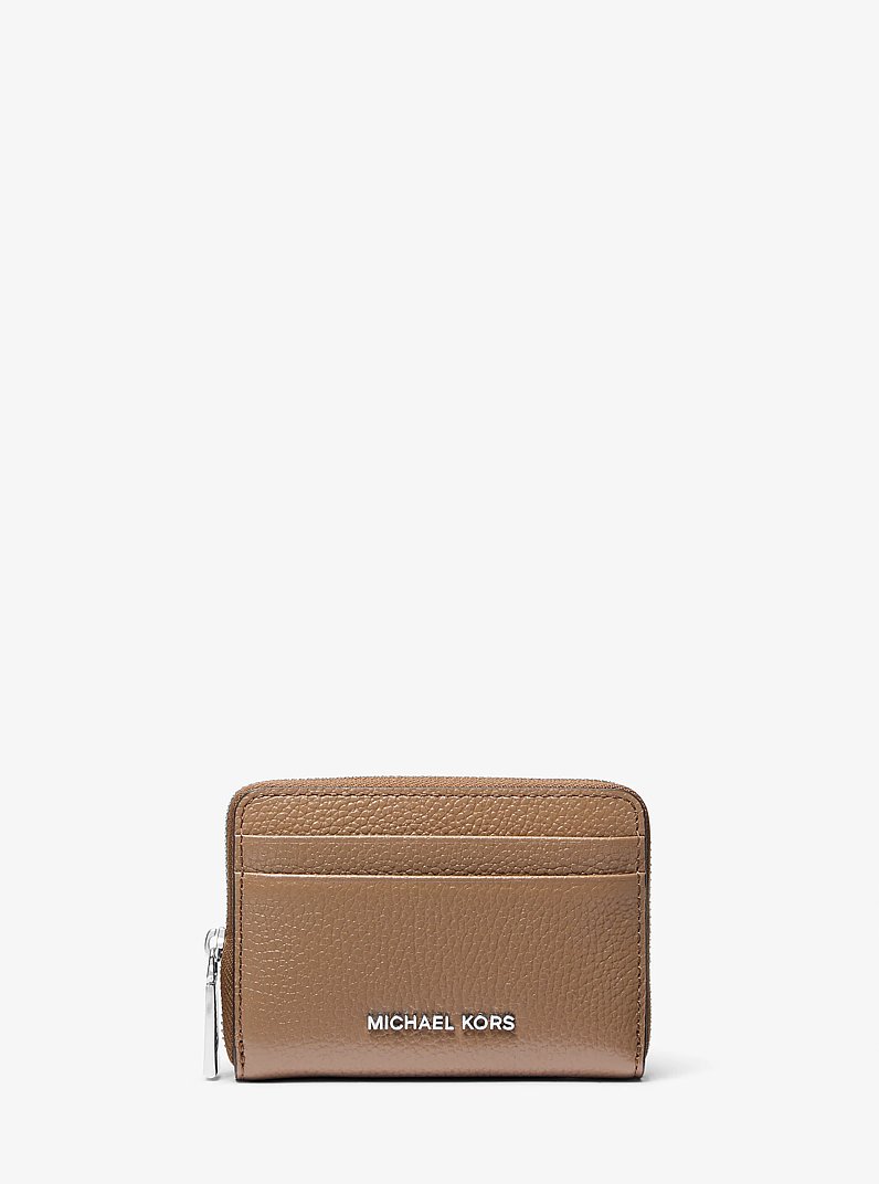 Jet Set Small Pebbled Leather Zip-Around Card Case in DRIFTWOOD | Michael Kors
