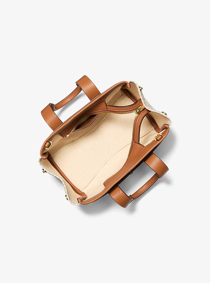 Umh&auml;ngetasche Romee Extra-Small mit Signature-Logomuster in VANILLE/EICHELBRAUN | Michael Kors