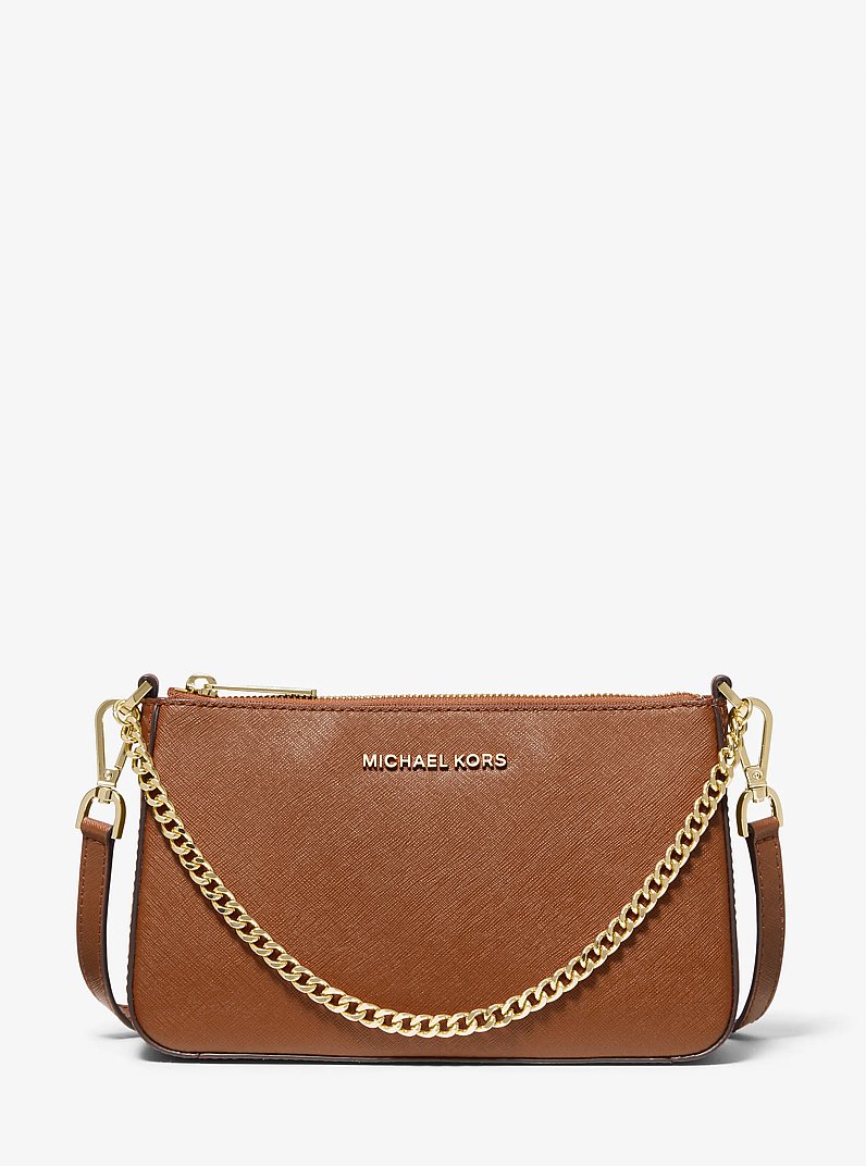 Bandolera Jet Set mediana de piel saffiano in LUGGAGE | Michael Kors