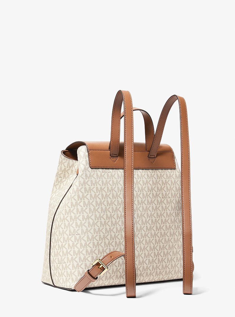 Maya Medium Signature Logo Backpack in VANILLA | Michael Kors