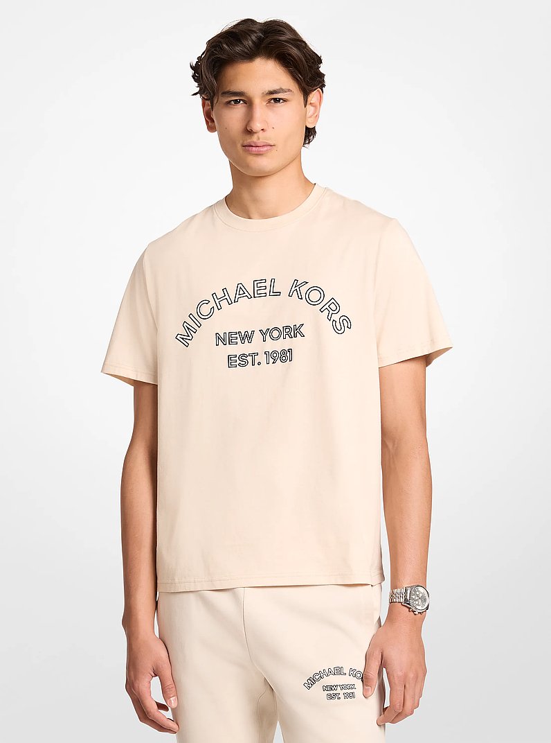 T-shirt en jersey de coton &agrave; logo graphique in CR&Egrave;ME L&Eacute;GER | Michael Kors