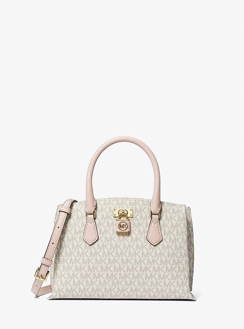 Ruby Small Logo Satchel in VANILLA/SOFT PINK | Michael Kors