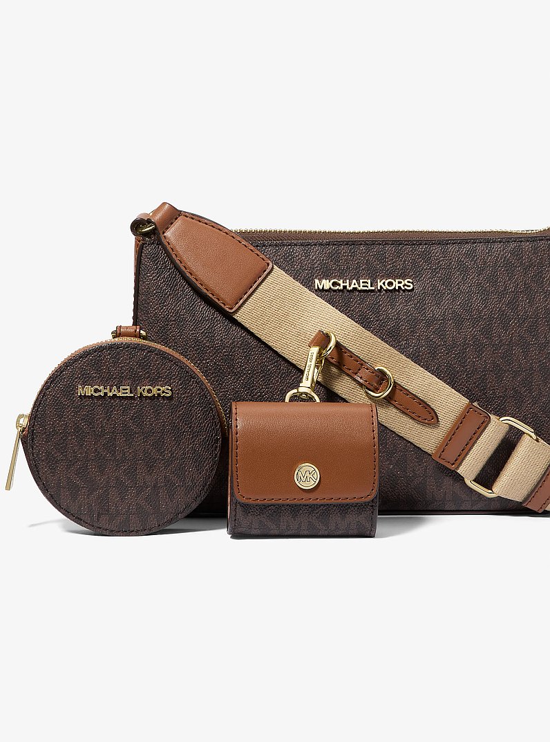 Jet Set Logo Crossbody Bag with Case for Apple Airpods Pro&reg; in BROWN | Michael Kors
