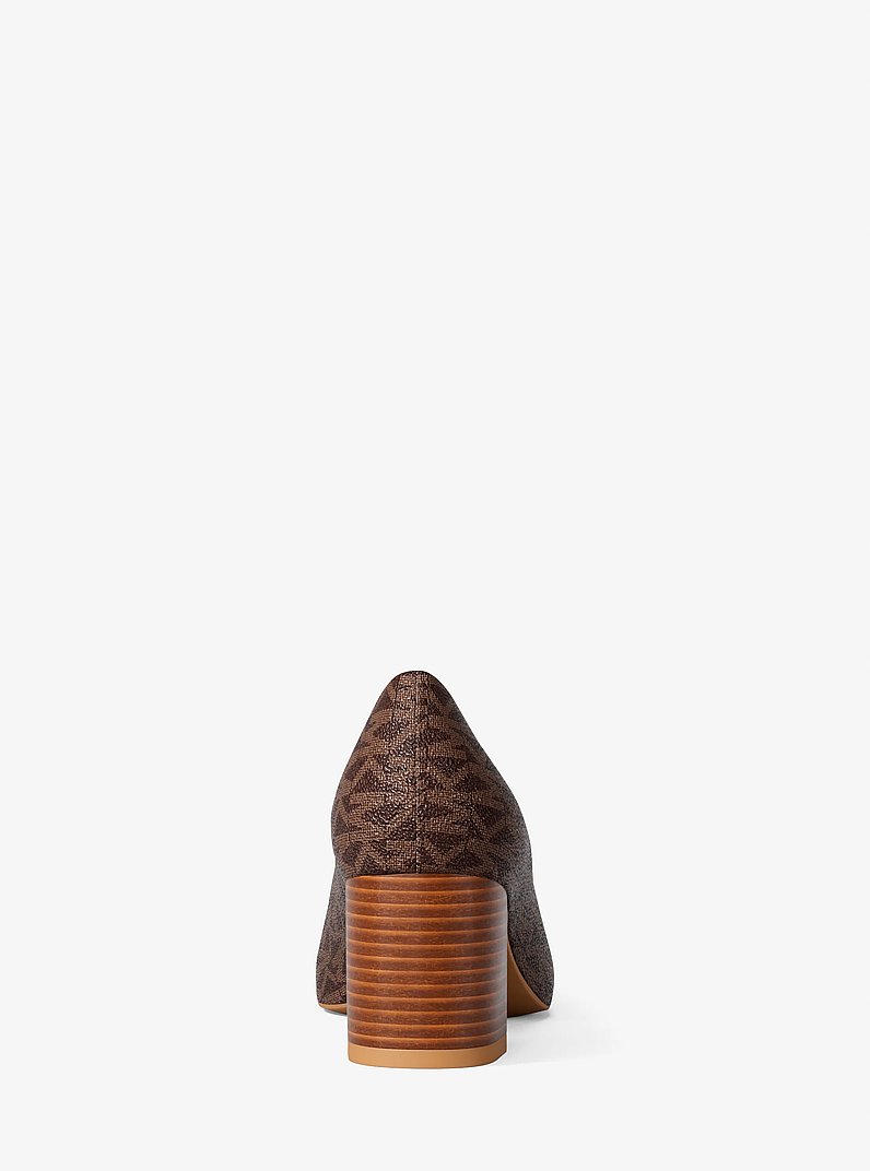Dori Signature Logo Block Heel Pump in BROWN MULTI | Michael Kors