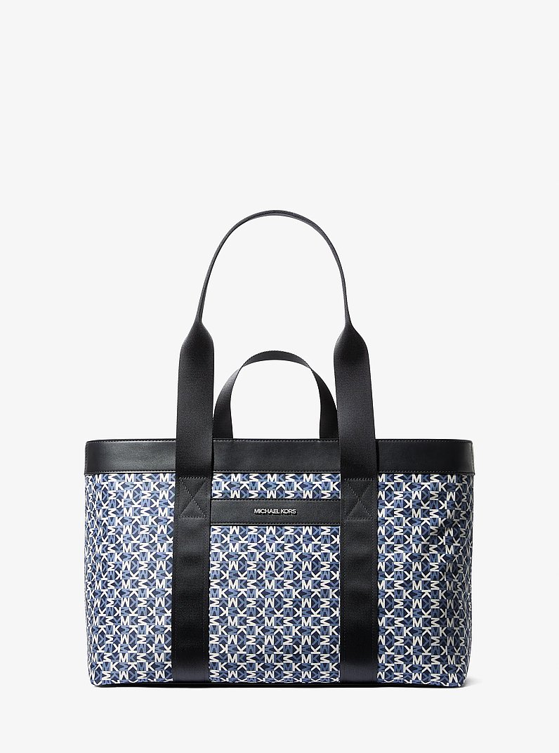 Lautner Logo Print Tote Bag in NAVY | Michael Kors
