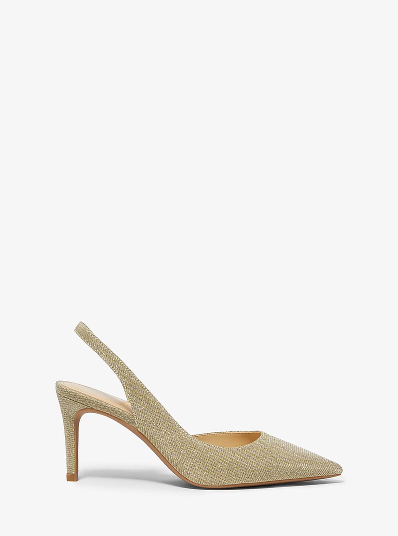 Alina Flex Glitter Chain Mesh Slingback Pump in PALE GOLD | Michael Kors