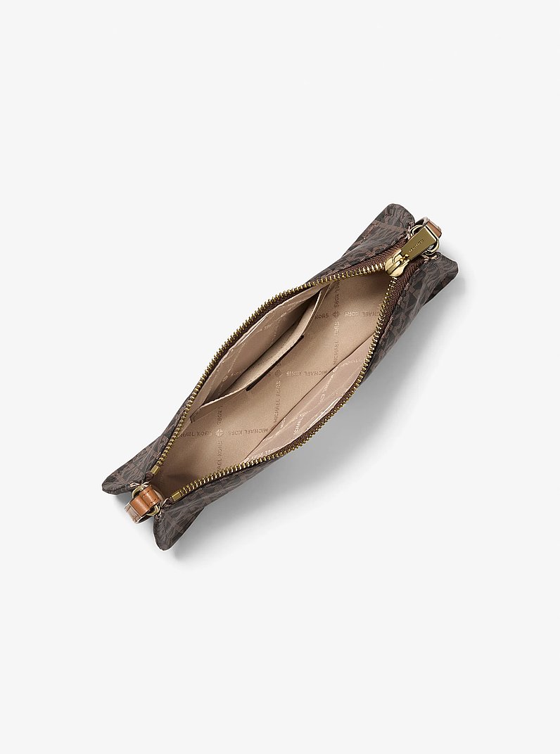 Zadie Small Signature Logo Woven Crossbody Bag in BRN/ACORN | Michael Kors